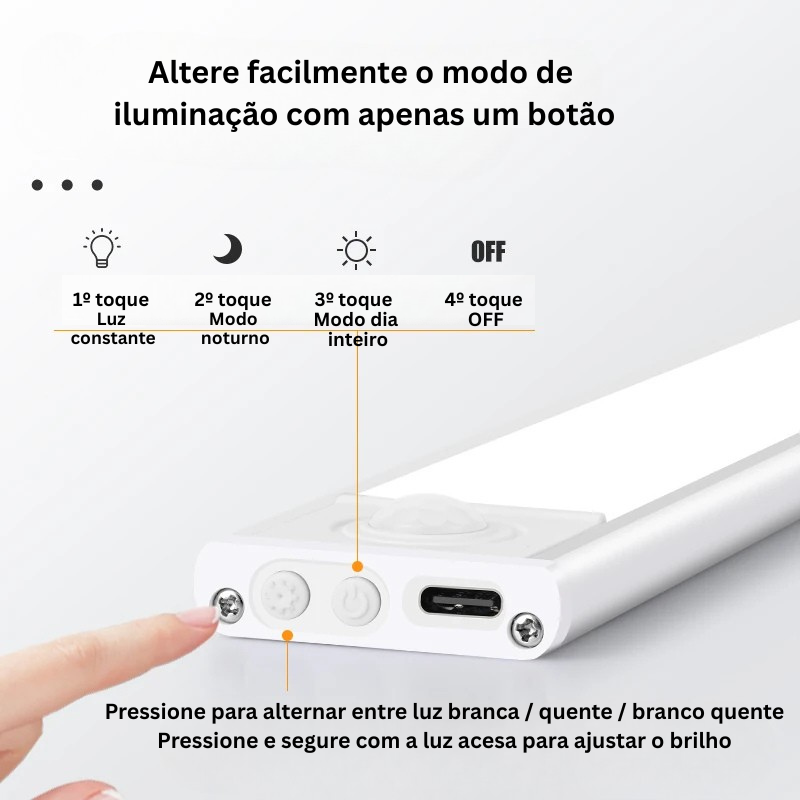 Lâmpada LED Noturna Sem Fio com Sensor de Movimento