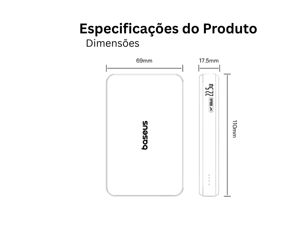 Power Bank Magnético 22.5W – Carga Rápida para iPhone 13/14/15/16 Pro Max