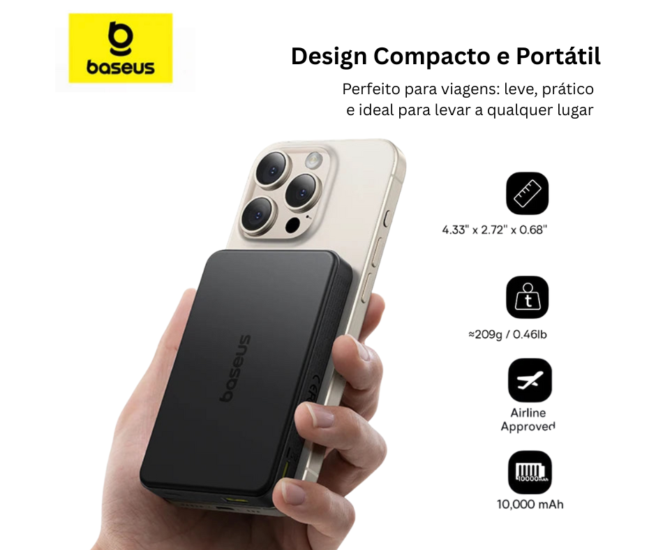 Power Bank Magnético 22.5W – Carga Rápida para iPhone 13/14/15/16 Pro Max