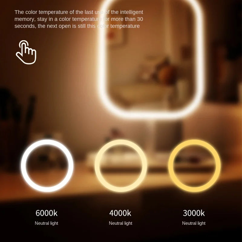 💡✨ Espelho de Maquiagem com Bandeja Organizadora – LED