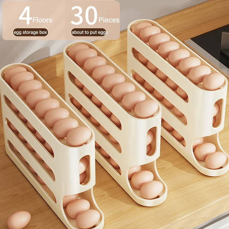 Organizador de Ovos com Rolamento Automático – Caixa Armazenadora para Geladeira