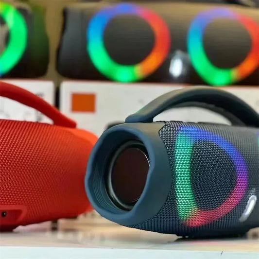 Boombox Bluetooth 100W Portátil à Prova d’Água com Luzes Coloridas