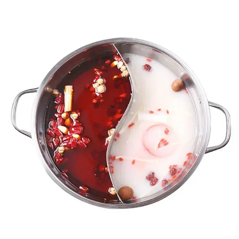 Panela Chinesa Hot Pot Inox 2 em 1 com Tampa