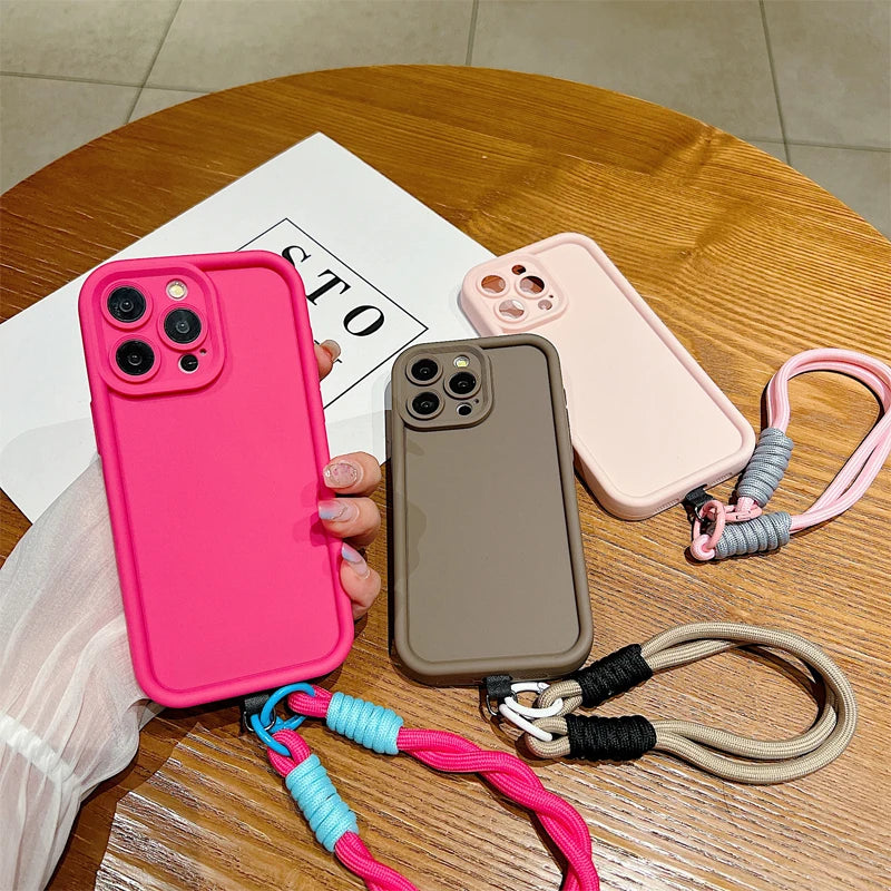 Capa de Luxo com Cordão para iPhone- Branco Gelo