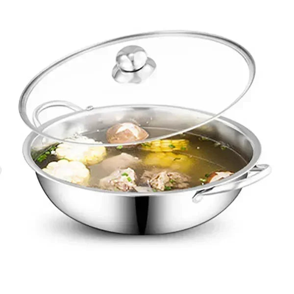 Panela Chinesa Hot Pot Inox 2 em 1 com Tampa