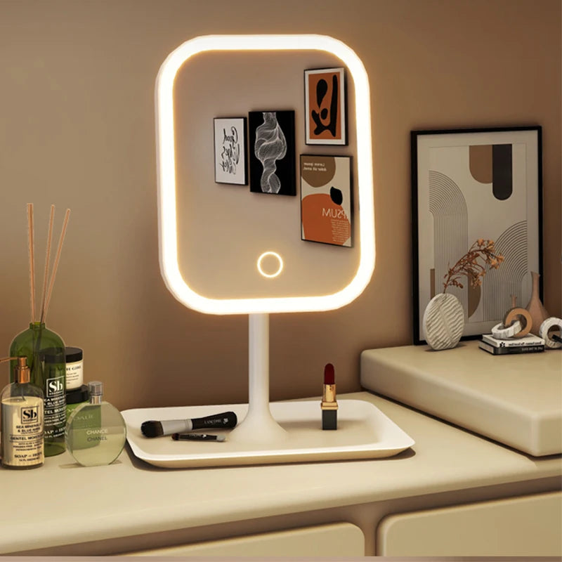 💡✨ Espelho de Maquiagem com Bandeja Organizadora – LED