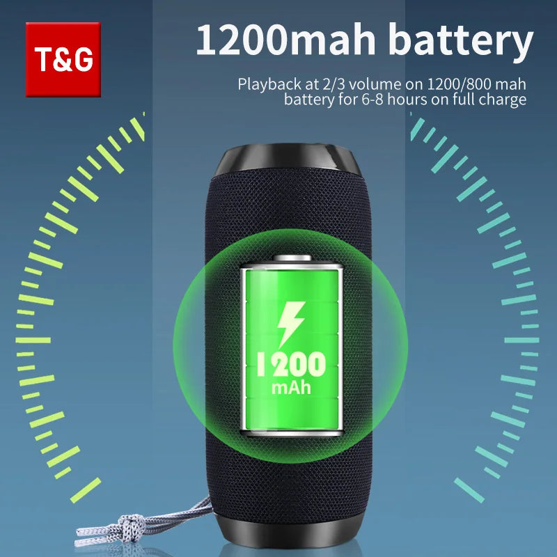 Caixa de Som Bluetooth T&G TG117 Portátil e À Prova d’Água