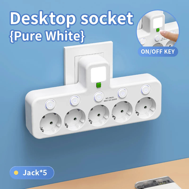 Tomada Elétrica Europeia com 5 Entradas
Sem Fio de Extensão – Com ou Sem Portas USB Tipo-C
Disponível em Duas Especificações