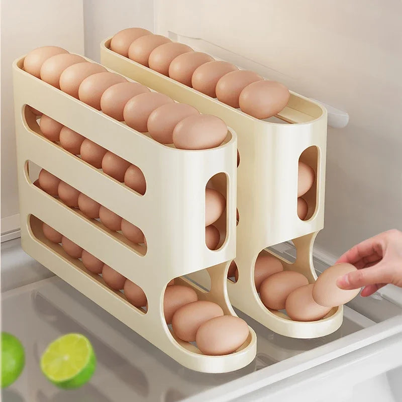 Organizador de Ovos com Rolamento Automático – Caixa Armazenadora para Geladeira