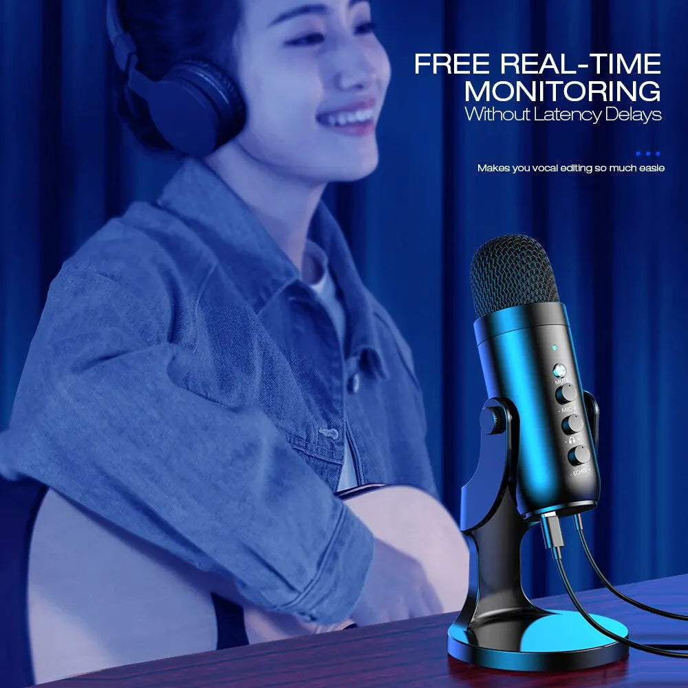 Microfone USB PC e Mac – Ideal p/ Jogos, Gravações e Podcasts