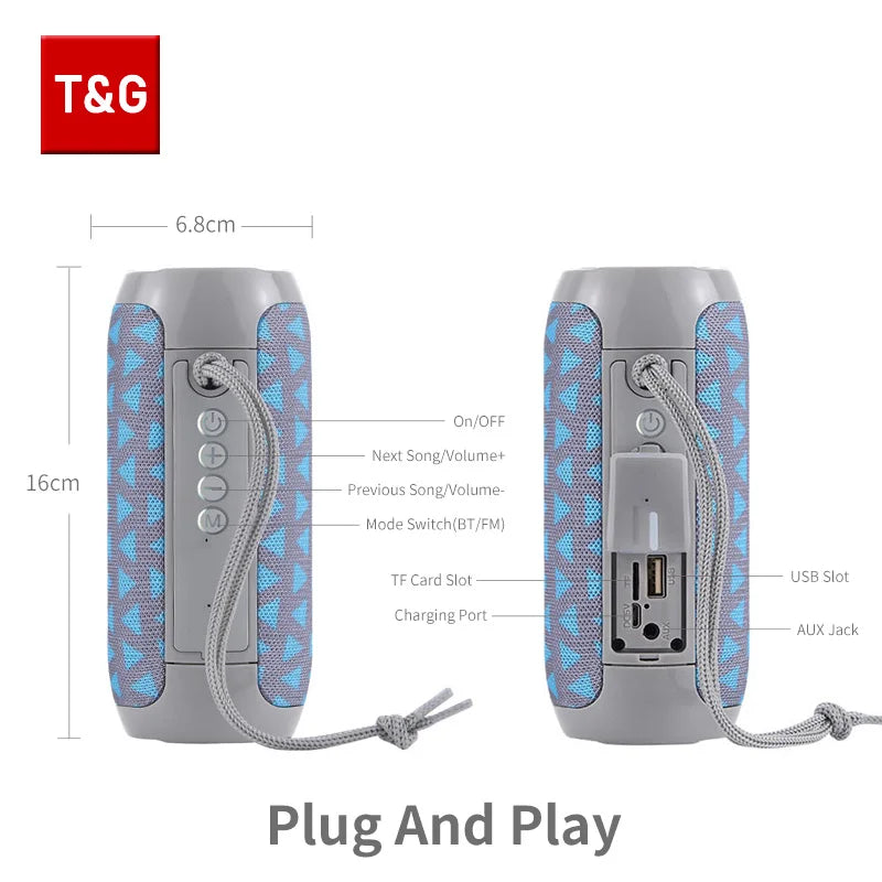Caixa de Som Bluetooth T&G TG117 Portátil e À Prova d’Água