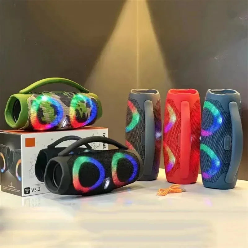 Boombox Bluetooth 100W Portátil à Prova d’Água com Luzes Coloridas
