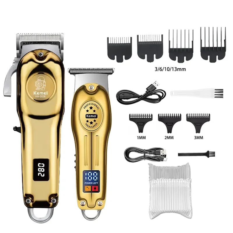 Aparador de Cabelo e Barba Profissional | Máquina de Cortar Recarregável Masculina