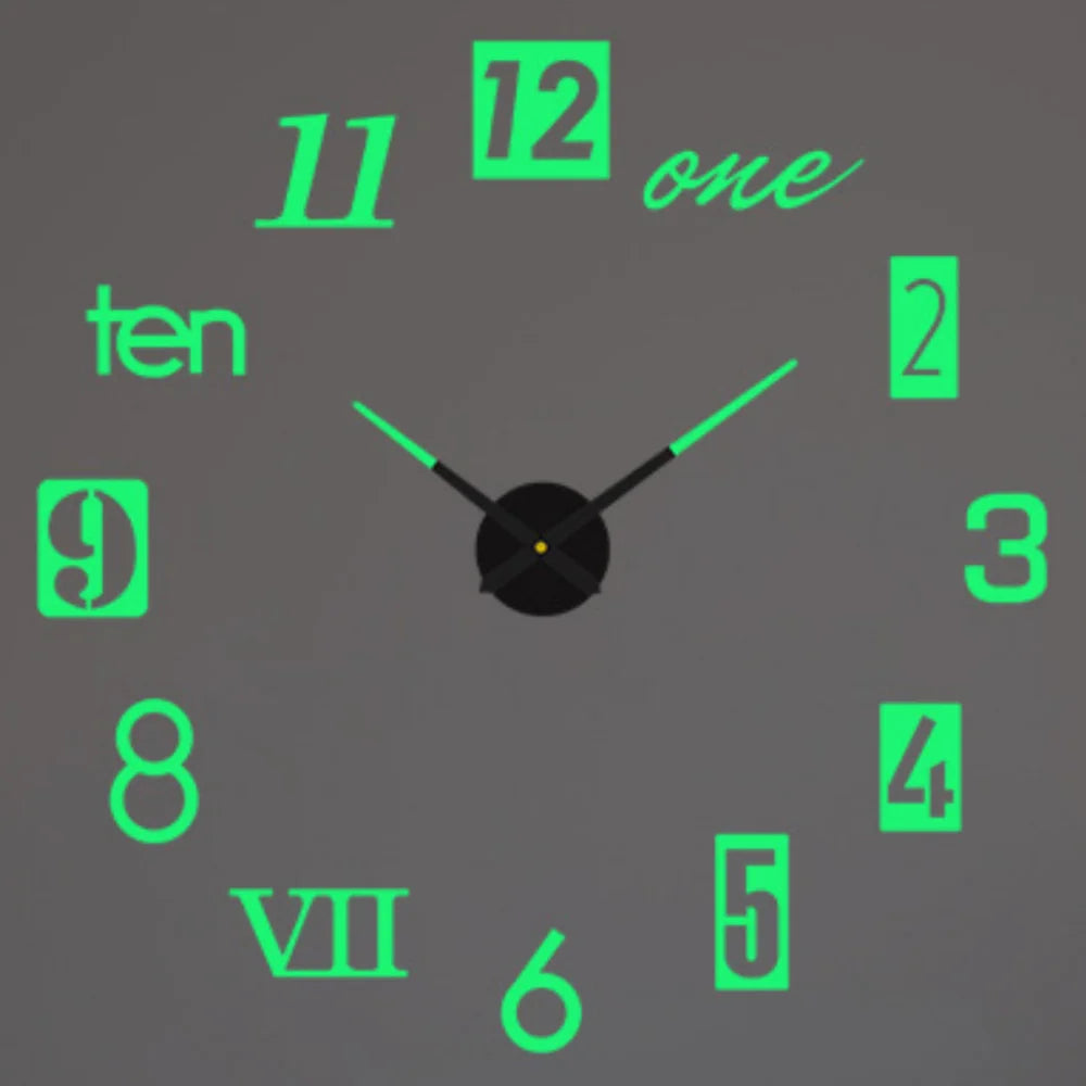🕰️✨ Relógio de Parede Adesivo com Números Fluorescentes