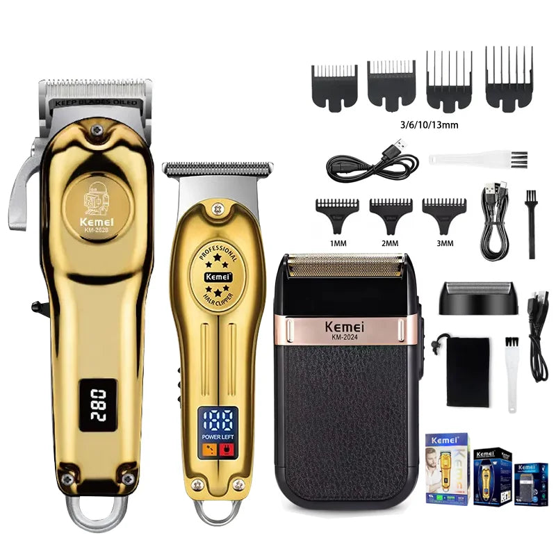 Aparador de Cabelo e Barba Profissional | Máquina de Cortar Recarregável Masculina