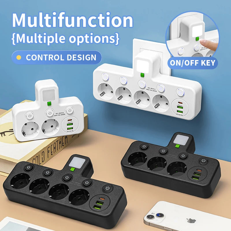 Tomada Elétrica Europeia com 5 Entradas
Sem Fio de Extensão – Com ou Sem Portas USB Tipo-C
Disponível em Duas Especificações