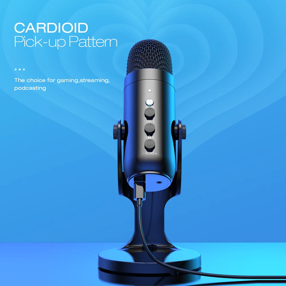 Microfone USB PC e Mac – Ideal p/ Jogos, Gravações e Podcasts