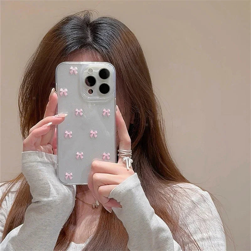 Capinha Trasparente com Laços para iPhone 🎀