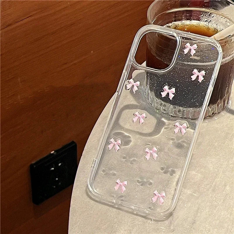 Capinha Trasparente com Laços para iPhone 🎀