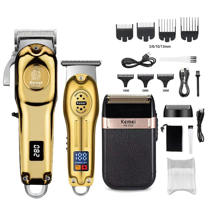 Aparador de Cabelo e Barba Profissional | Máquina de Cortar Recarregável Masculina