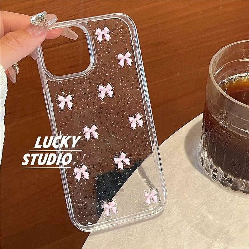 Capinha Trasparente com Laços para iPhone 🎀