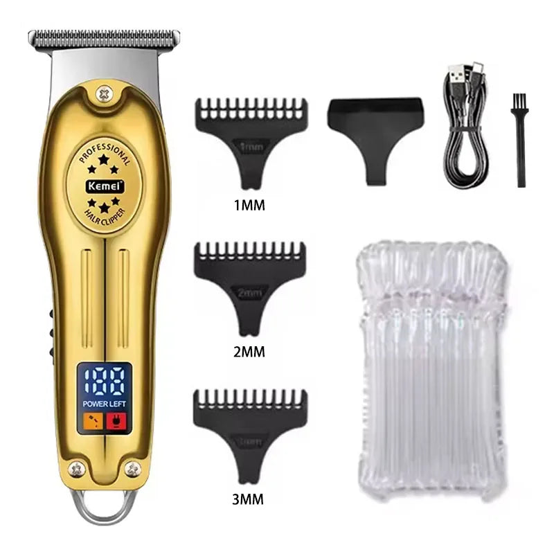 Aparador de Cabelo e Barba Profissional | Máquina de Cortar Recarregável Masculina