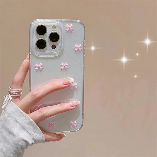 Capinha Trasparente com Laços para iPhone 🎀