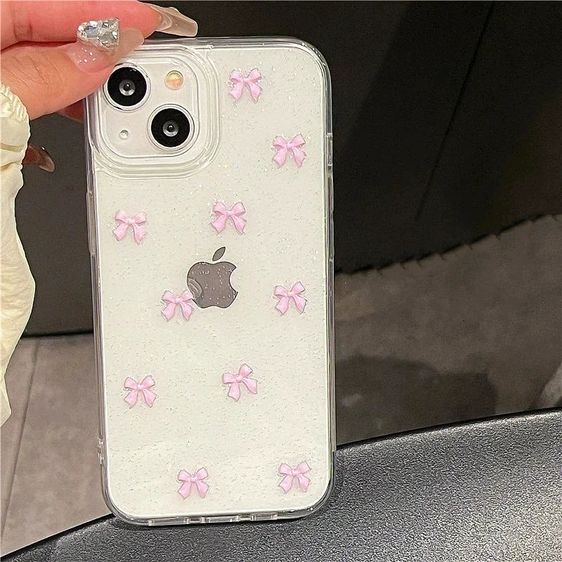 Capinha Trasparente com Laços para iPhone 🎀