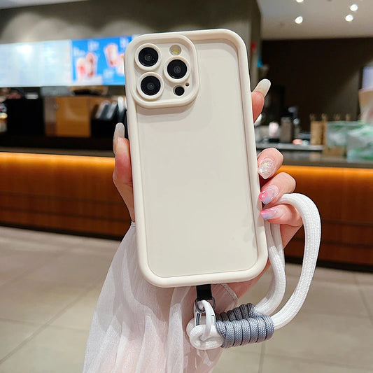 Capa de Luxo com Cordão para iPhone- Branco Gelo